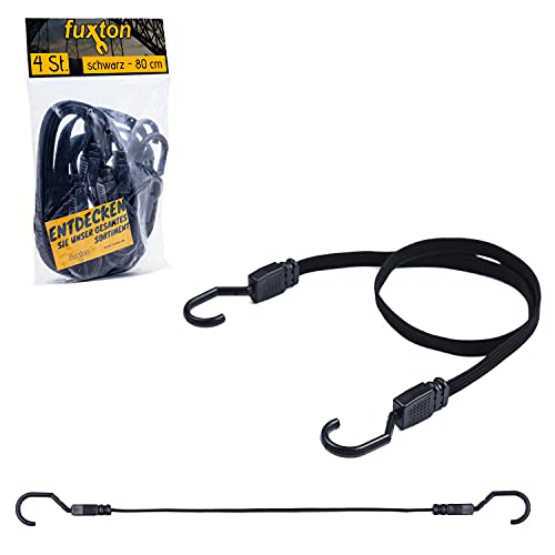 fuxton 4er Set Spanngummi kurz, flach mit Haken 80cm schwarz (Spanngurt,...