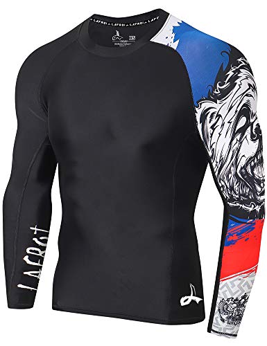 LAFROI - Camiseta de Neopreno Protectora, de compresión, para Hombre, Manga Larga, UPF 50+, Ajustada, Modelo CLYYB (Asym Honor Strike,M)