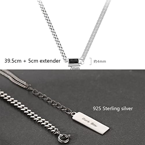 Hip-Hop Necklace 925 Sterling Silver Chain Necklace Simple Dainty Pendant Necklace, Women's Pendant Necklace Adjustable Choker Necklaces For Women Girls (Color : Silver) #TOP6