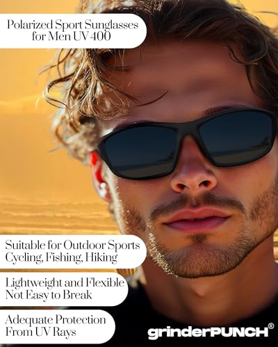 Image of grinderPUNCH Sport Polarized Sunglasses for Men & Women Baseball Running Cycling Fishing Golf Driving Shades Sun Glasses