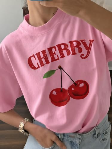 Image of Jawdrobe Cotton Blend Oversized Fit Half Sleeve Printed Round Neck T-Shirt for Women