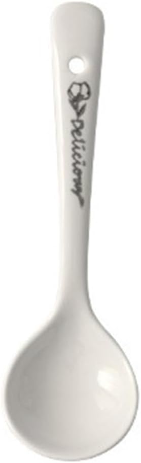 Soup Spoon 5.9 Inch small Ceramic Spoons Asian Chinese Korean Japanese Ramen with Hole, Set of 4 Ice Cream Scoop(B)