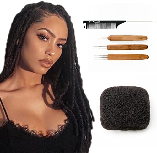 FAMILOCS Afro Kinky Bulk Human Hair for Natural Looking Dreadlock Extensions, Locs Repair, Twists and Braids (14 Inches, 30g/1oz, Natural Black #1B)