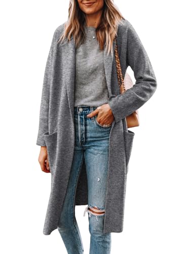 Yousify Cardigan for Women 2024 Open Front Knit Fall Sweaters with Pockets Coatigan Lapel Blazer Coats
