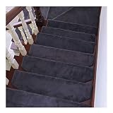 LBL Stufenmatten Treppenmatten 5pcs Stair Tread Matte, rutschfeste Treppen Kissen Innentreppenschützer, Modern Step-Matten for Bodentreppe teppiche für treppenstufen (Color : Black, Size : 65 * 24cm)