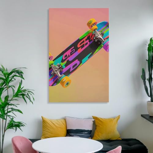 Toile murale planche à roulettes pour réveiller un mur blanc