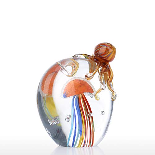 Romacci Escultura de Polvo e Medusa Colorida Ornamento de Vidro Feito à Mão Arte de Animais Decoraçã