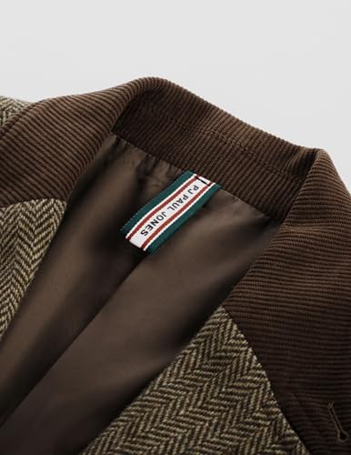 Image of PJ PAUL JONES Mens Herringbone Blazer Vintage Tweed Wool Blend Sport Coat Jacket