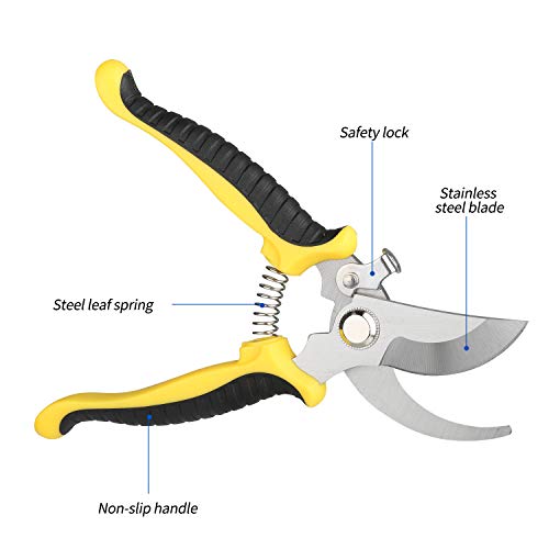 Love&Mini Pruning Shears Garden Clippers Bypass Pruners - 7.5\" Hand Gardening Cutter Clippers for Plants Garden Tools with Spring and Stainless Steel Blade - Thumbnail 2