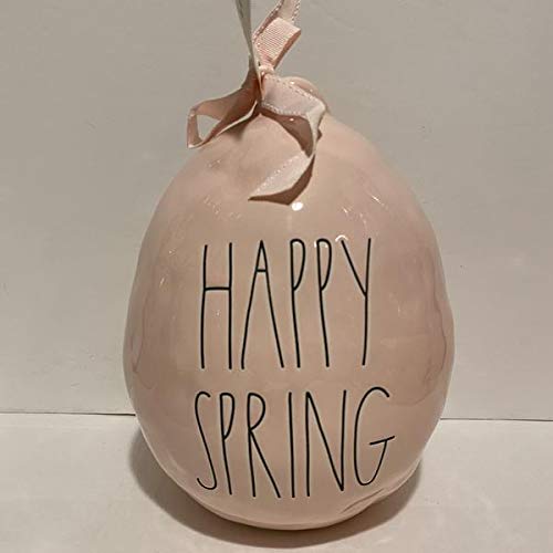 Rae Dunn HAPPY SPRING Easter Egg - Pink Ceramic - 10 in tall
