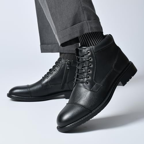 Image of Arkbird Men's Dress Boots Genuine Leather Cap Toe Ankle Boot with Side Zipper for Casual Business Formal Wear
