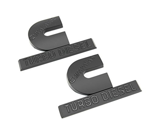 2 (Pair) New 2006-2012 Matte Black Dodge Ram Cummins Turbo Diesel Emblems Badges Set 2500 3500 4500 Name Plates