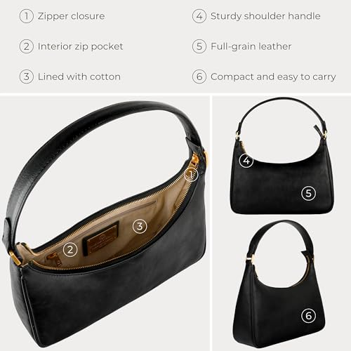 Image of Time Resistance Leather Handbag - Full-Grain Leather Purse for Women - Shoulder Bag Made in Italy