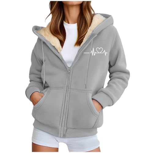 Hoodies For Women Winter Full Zip Up Fleece Sherpa Jacket - Thick Sherpa Lined Warm Coat With Pockets