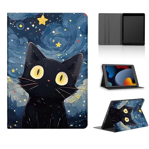 Tablet Cover per iPad 10,2' 2021/2020/2019 Modello 9/8/7 Generazione, Carino Anime Modello Cover con Funzione Pelle PU Holder Flip con Ultra Sottile Antiurto Regolabile Protezione Case, Look Up