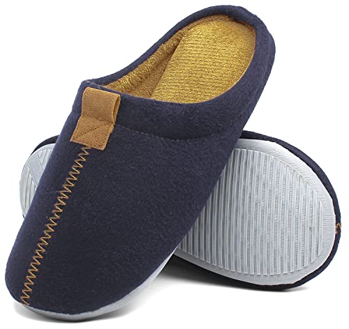 ChayChax Homme Femme Chaussons Maison Mémoire Mousse Confort Chaud Pantoufles en Feutre Automne Hiver Bleu Profond,44/45 EU Cover