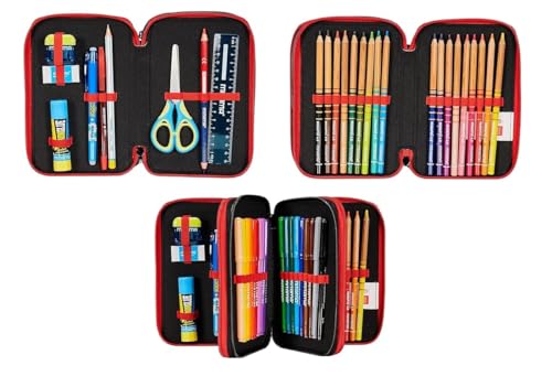 Trolley Schoola Seven 3 Roues - Milan Rossoneri - école primaire fille + trousse 3 étages avec papeterie + agenda 2025/2025 + set stylos écriture et porte-clé équipe – vue 5
