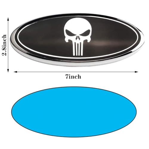 Image of Front Grille Rear Tailgate Skull Emblem - 7 inch Black Oval Badge Name Plate for 04-10 Explorer 03-06 Expedition 07-14 Edge 07-12 Fusion 08-15 Escape 99-04 F150 F250 F350