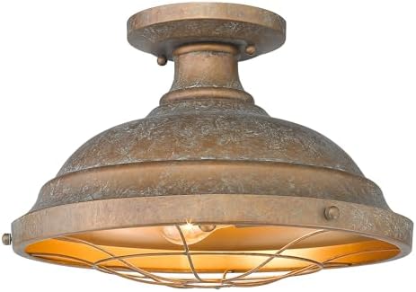 Golden Lighting Bartlett 2-Light Semi-Flush Mount in Copper Patina