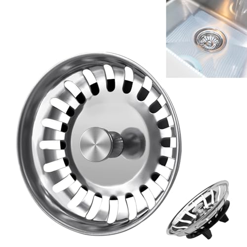 Tapón Fregadero de Cocina 80mm para sifón IKEA ATLANT y DOMSJÖ, Juego de Fregadero con Tornillo de Montaje y Tuerca, Tapón Colador con Junta