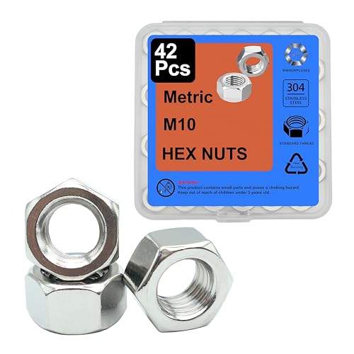 40Pcs M10 Hex Nuts, 304 Stainless M10 Nut, Coarse Thread M10 Nuts