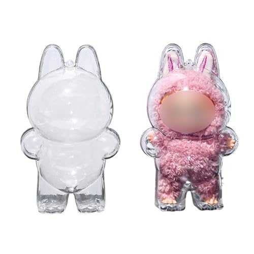 YEWCEP Funda protectora llavero para Labubu Have a Seat, funda protectora de PVC transparente para muñeca Labubu, instalación simple, moderna y duradera, protege tu muñeca