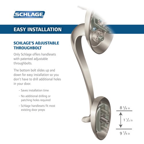 Schlage F58 BRK 716 Brookshire Exterior Handleset with Deadbolt, Aged Bronze (Exterior Half Only) - image 2