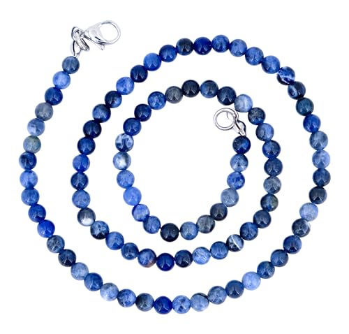 Generisch Taddart Minerals – Blaue Halskette aus dem natürlichen Edelstein Sodalith mit 4 mm Kugeln und 45cm Länge – handgefertigt