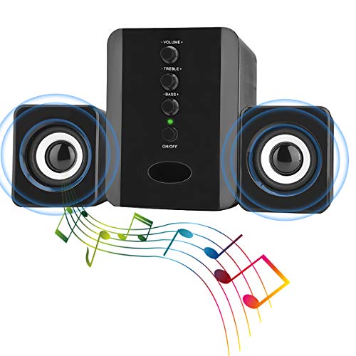 SOONHUA Computer Speakers with Subwoofer, SADA Mini USB 2.1 Wired Computer Speakers Volume and Bass Control for Phone Laptop PC