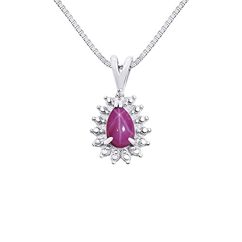 RYLOS Matching Jewelry For Women 14K White Gold Diamond & Star Ruby Matching Earrings, Pendant Necklace and Ring Set - with 18" Chain 6X4MM Jewelry For Women Womens Jewelry Gold Jewelry - Afbeelding 5