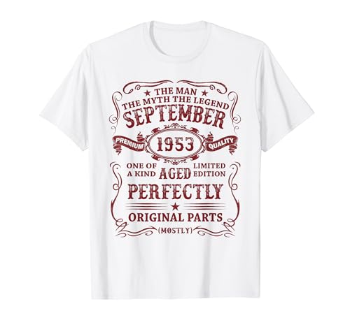 Fabricado En 1953 71 Años Cumpleaños Hombre Septiembre 1953 Camiseta