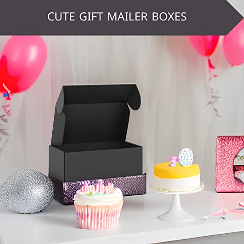 25 Pack - 9x6x4 Inches Black Shipping Boxes for Small Business - Cardboard Corrugated Mailer Boxes for Shipping Packaging Craft Gifts Digest Size Book Giving Products - Matte Black