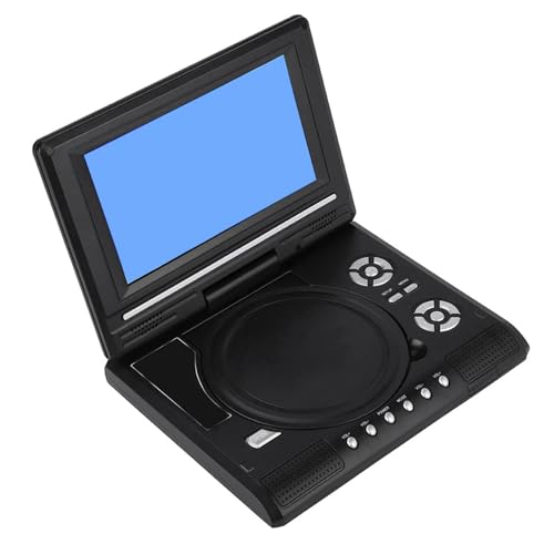 Reproductor de DVD Portátil de 7 Pulgadas con Pantalla Giratoria, Batería Recargable, Cargador de Automóvil, Gamepad, Admite Múltiples Formatos y Función de TV (Enchufe de la UE)