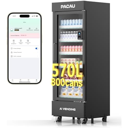 Smart AI Refrigerated Vending Machine with Card Reader, 6 Layer Snack and Drink Combo, 800 Can Capacity, AI Visual Recognition, App Control, 1 Top and 3 Bottom Motorized Lanes, Easy Pickup(U1-D3)