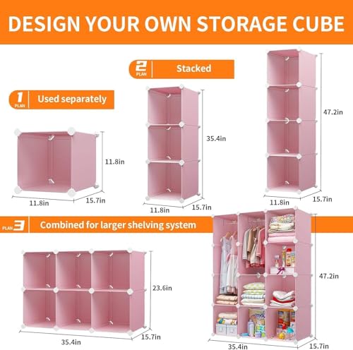 Image of 12 Door Plastic Wardrobe for Kids - Cupboard for Clothes Storage Rack, Almirah for Clothes, Baby Collapsible Wardrobe, Multi-Purpose Kids Storage Organizer for Books,Toy
