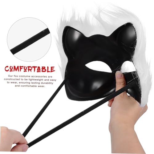 Masque de renard avec queue fluffy en kit de 3 ensembles pour déguisement d'Halloween durable - 5