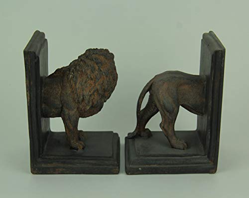 Set Of 2 Antique Grey Stone Finish Lion Top And Tail Bookends Bedroom Den Dorm Décor 6.5 Inches High #TOP3
