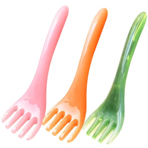 Healifty Juego de 3 Peines de Masaje Cuero Cabelludo de Resina Masajeador Relajante Dientes Anchos para Estimular Circulación Incluye Colores Verde Amarillo y Rosa Portátil para Uso