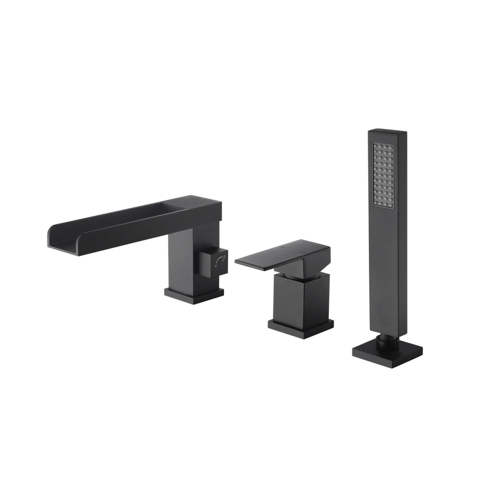 Grifo De Bañera, Grifo Termostático Dividido, Juego De Ducha Lateral De Cuatro Piezas con Cilindro Cuadrado De Cobre Macizo Y Agua Caliente Y Fría,Digital Set of Four Black