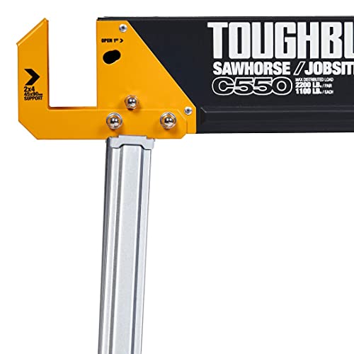 Foto von ToughBuilt – klappbarer Sägebock/Baustellentisch – robust, langlebig, leicht, strapazierfähig, 100 % Edelstahl, praktischer Tragegriff mit 105,4 cm – (TB-C550-2-DE) 2 Stück