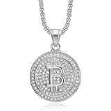 NINMQCFVG Collar Hombre Luxury BTS Collar para hombres Aleación de zinc pavimentada con pedrería Bitcoin collares para accesorios masculinos Joyería