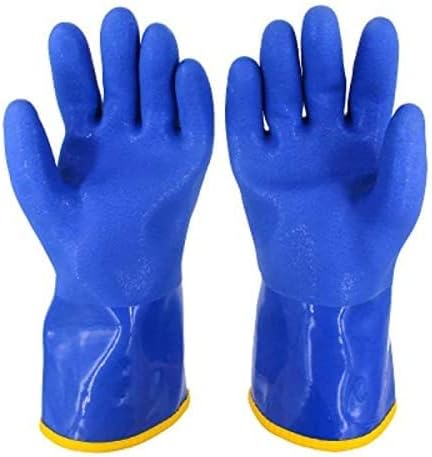 585円 ランキング上位のプレゼント 作業用手袋 耐摩耗コールドストレージ漁師耐油 度の男性作業サーマル手袋冬の保護pvc防水ノンスリップ Color Blue Size L