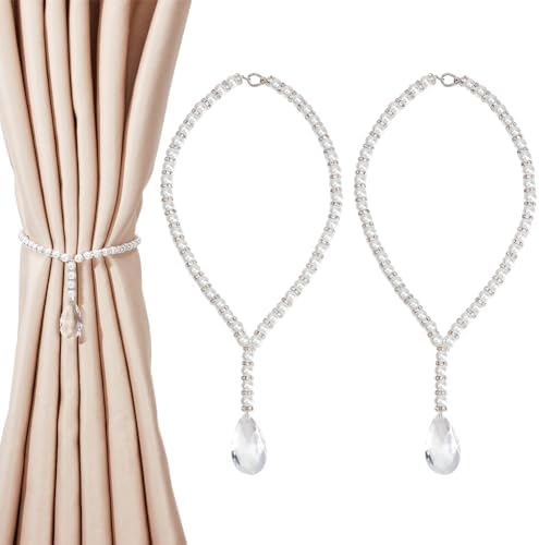 BENECREAT 2Pcs Pearl Curtain Tiebacks with Clasp, Pearl Beaded Cu...