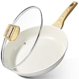 GiPP Granit Antihaft Bratpfanne mit Deckel,Gesunde und ungiftige Pfanne,induktionsgeeignet,PFAS und PFOA frei,für alle Herdarten geeignet,Robust und langlebig (Weiß, 20cm+Deckel)
