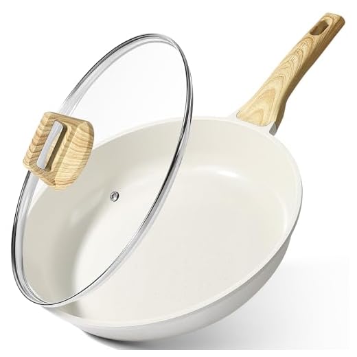 GiPP Padella Antiaderente in Ceramica con Coperchio – Padella Sana e Atossica da 24 cm, Compatibile con Induzione, Senza PFAS e PFOA, Lavabile in Lavastoviglie(Bianco,24cm+Coperchio)