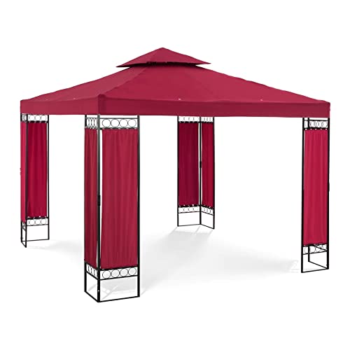 Uniprodo Uni_PERGOLA_3X3RF Gartenpavillon Pavillon Festzelt Partyzelt Stahl 3x3m Weinrot Verzierung 160 g/m² weinrot