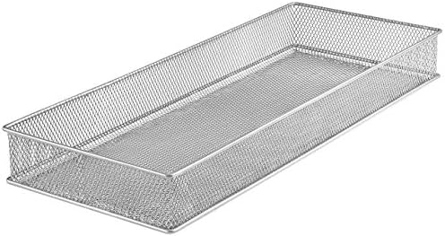 YBM HOME Silver Mesh Drawer Cabinet and or Shelf Organizer Bins, School Supply Holder Office Desktop Organizer Basket 1611s (1, 6x15x2 Inch)
