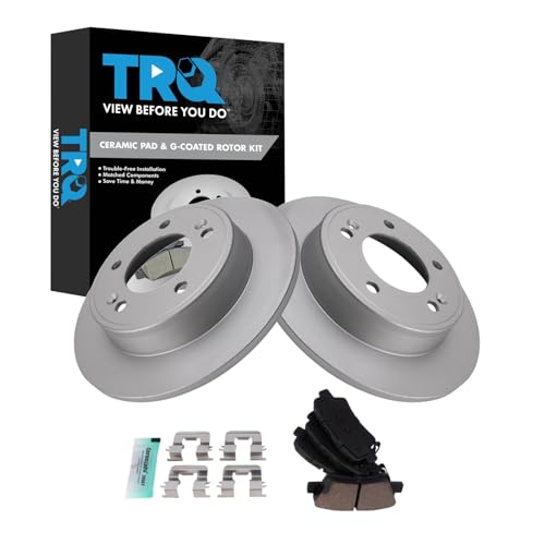 Image of TRQ Rear Brake Pad and Rotor Set Ceramic Coated Rotors Compatible with 2019-2022 Kia Forte
