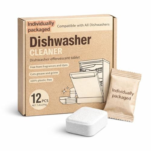 Dishwasher Cleaner Tablets | Eliminates Limescale, Grease & Odors | Septic Safe, Fragrance-Free, Plastic-Free | Deep Clean & Maintain All Dishwashers