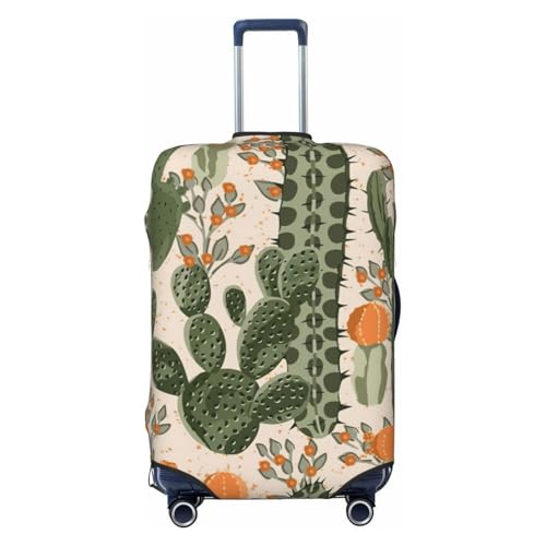 Green Cactus Print Luggage Suitcase Cover Protector Luggage Washable Covers With Concealed Zipper